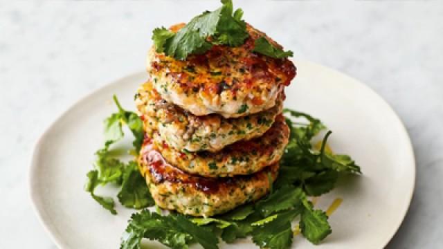 Asian Fishcakes, Courgette Linguine, Lamb Chops & Chocolate Mousse